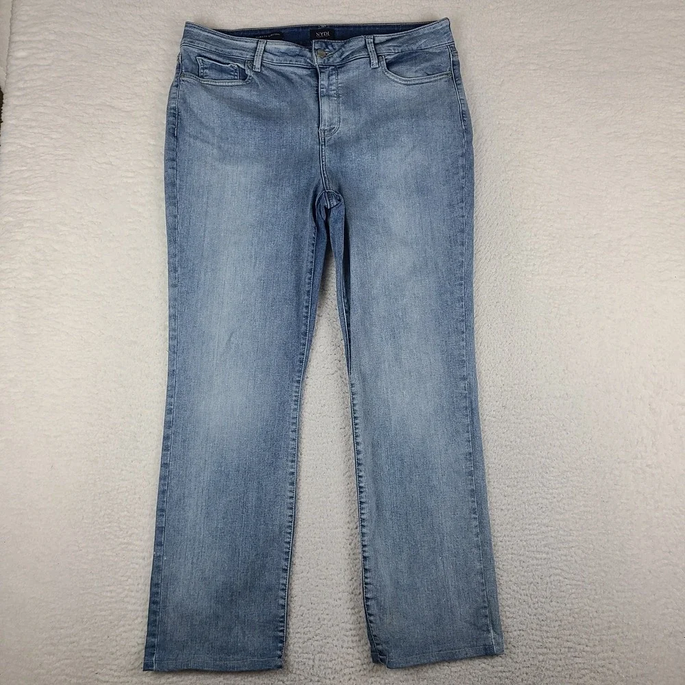 Not Your Daughter Jeans Womens 16 Blue Marilyn Straight Light Wash NYDJ HEMMED